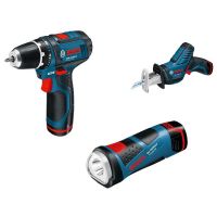 Kit 3 scule Bosch 10.8 V-Li: GSR 10.8-2 Li + GSA 10.8 V-Li + GLI in L-BOXX